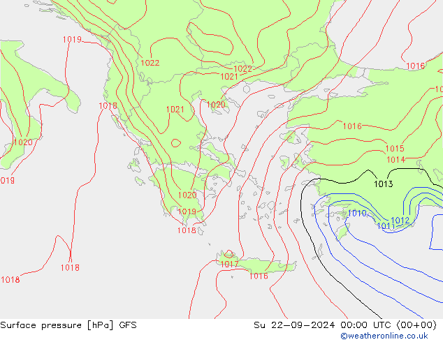 Surface pressure GFS Su 22.09.2024 00 UTC