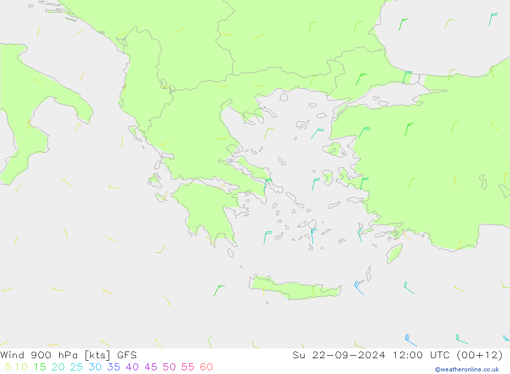 ветер 900 гПа GFS Вс 22.09.2024 12 UTC