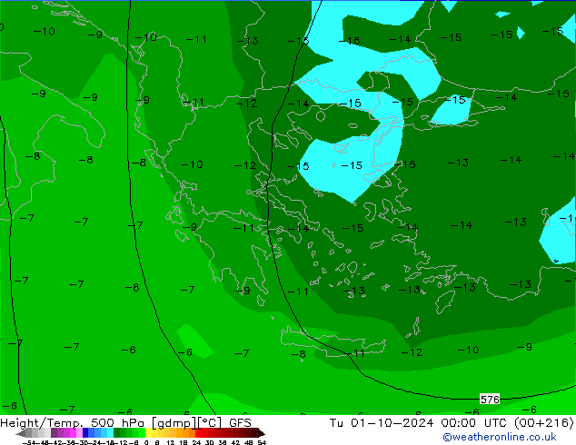 Z500/Rain (+SLP)/Z850 GFS Tu 01.10.2024 00 UTC