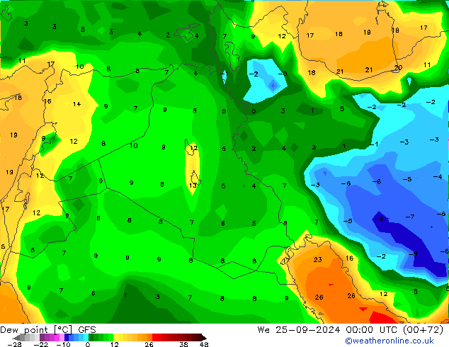 Dew point GFS We 25.09.2024 00 UTC