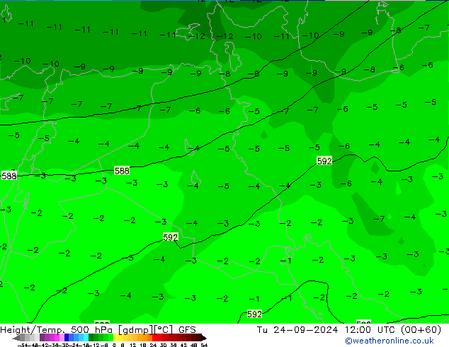 Z500/Regen(+SLP)/Z850 GFS di 24.09.2024 12 UTC