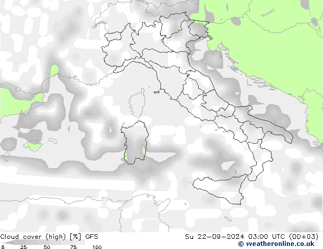 Bewolking (Hoog) GFS zo 22.09.2024 03 UTC