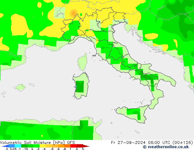 Volumetrisch bodemvocht GFS vr 27.09.2024 06 UTC