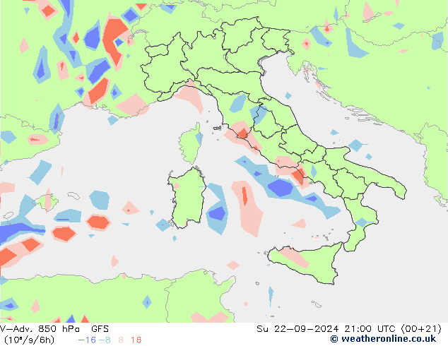 V-Adv. 850 hPa GFS Su 22.09.2024 21 UTC