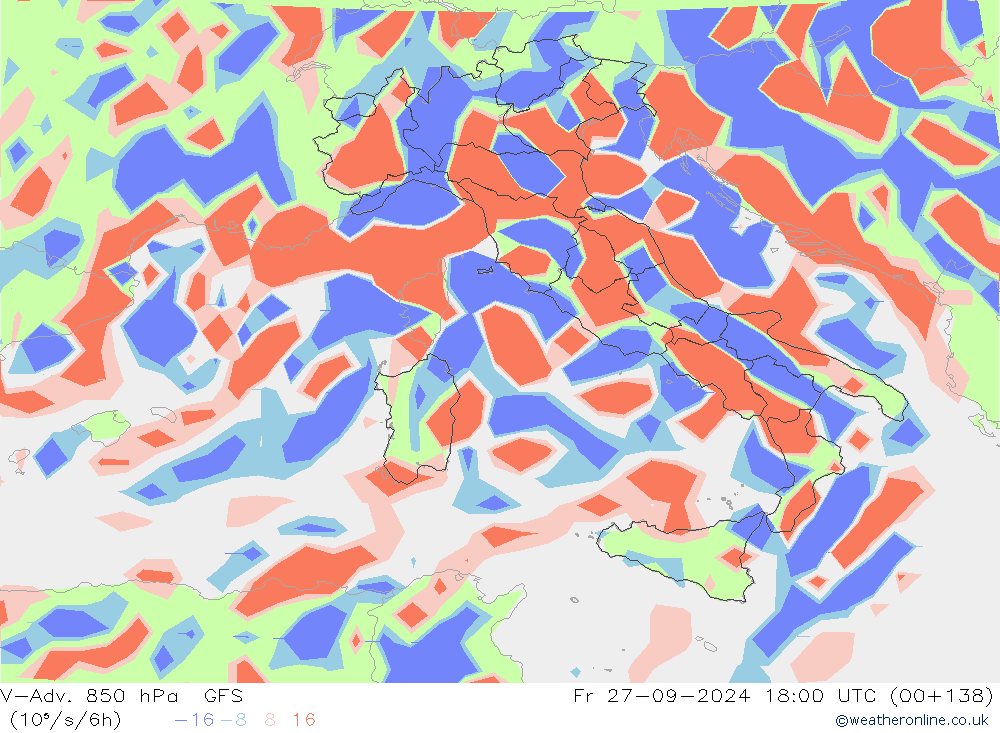 V-Adv. 850 hPa GFS Fr 27.09.2024 18 UTC