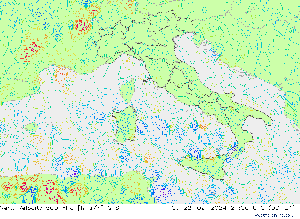 Vert. Velocity 500 hPa GFS Su 22.09.2024 21 UTC