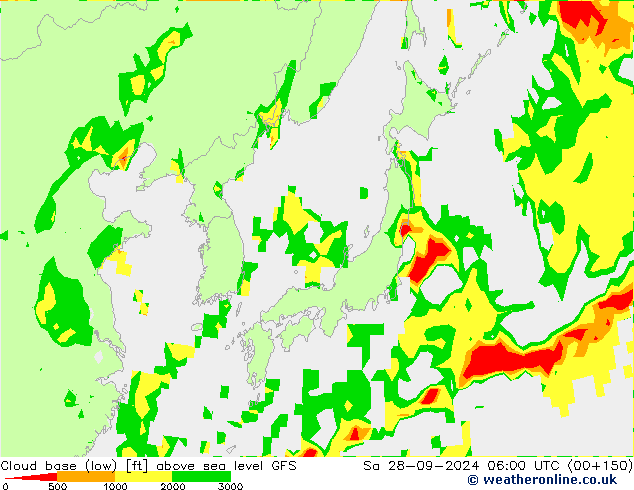 Alçak Bulut Alt Sınırı GFS Cts 28.09.2024 06 UTC