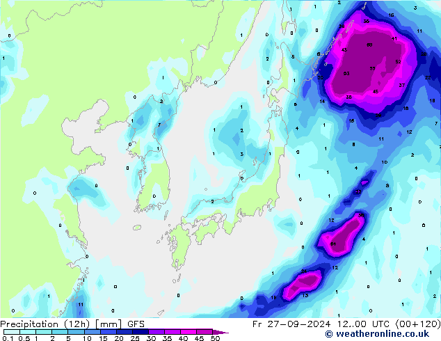 Nied. akkumuliert (12Std) GFS Fr 27.09.2024 00 UTC