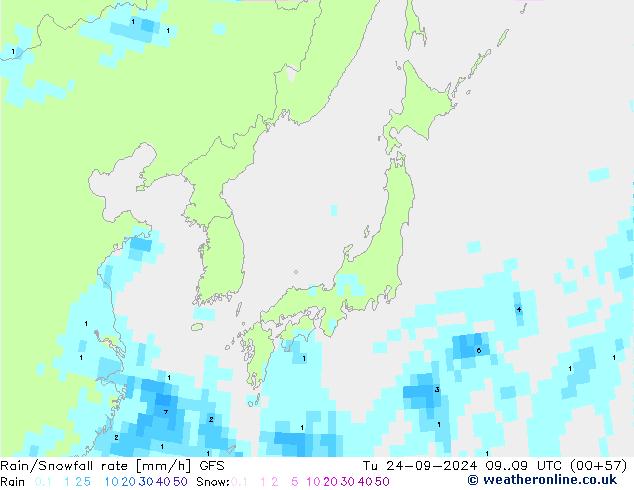 Regen/Sneeuwval GFS di 24.09.2024 09 UTC