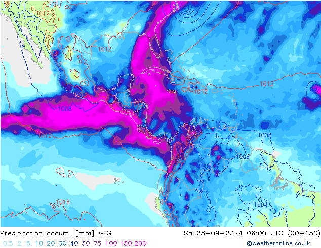 Precipitation accum. GFS сб 28.09.2024 06 UTC