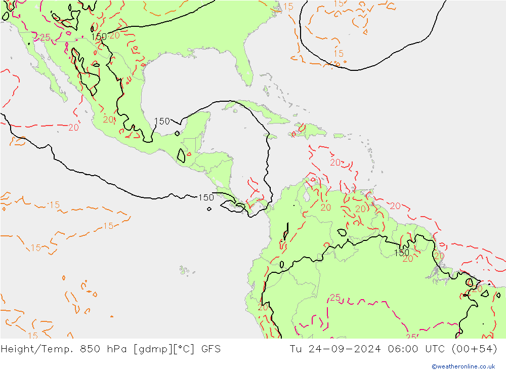 Z500/Rain (+SLP)/Z850 GFS Tu 24.09.2024 06 UTC