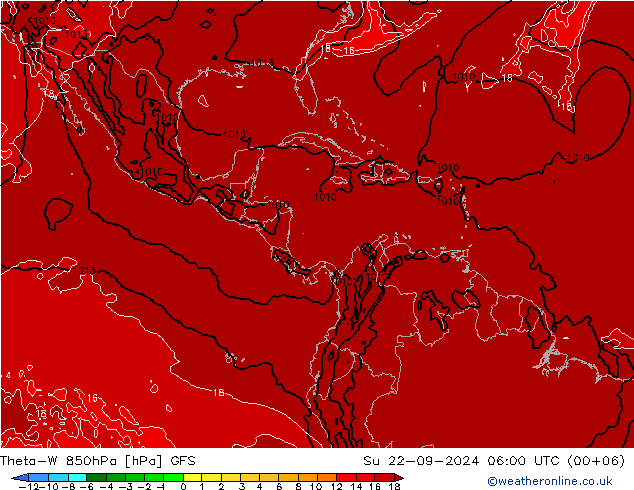 Theta-W 850hPa GFS Dom 22.09.2024 06 UTC