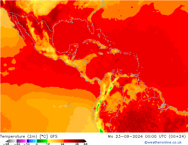 Temperature (2m) GFS Mo 23.09.2024 00 UTC