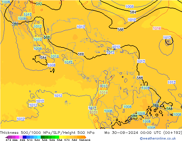 Thck 500-1000hPa GFS September 2024