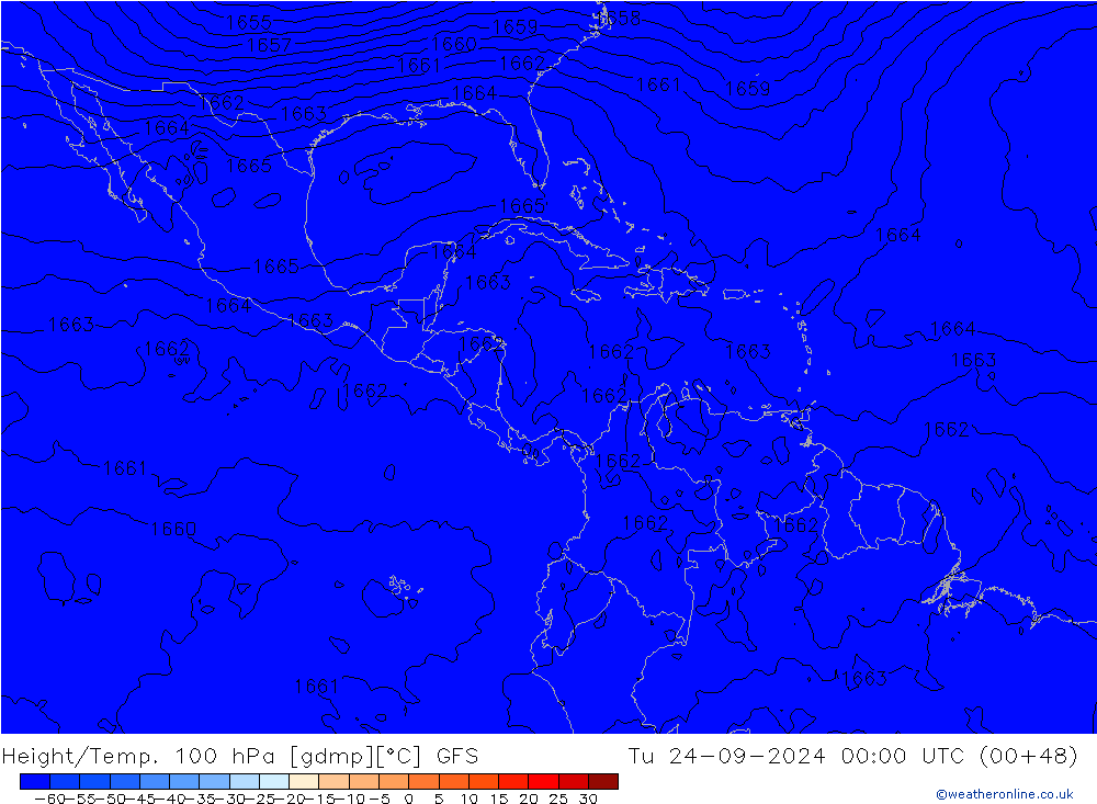 Height/Temp. 100 гПа GFS вт 24.09.2024 00 UTC