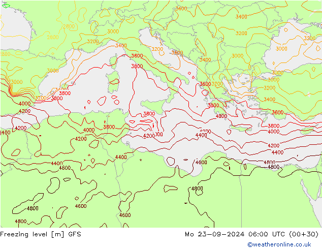 Freezing level GFS Po 23.09.2024 06 UTC