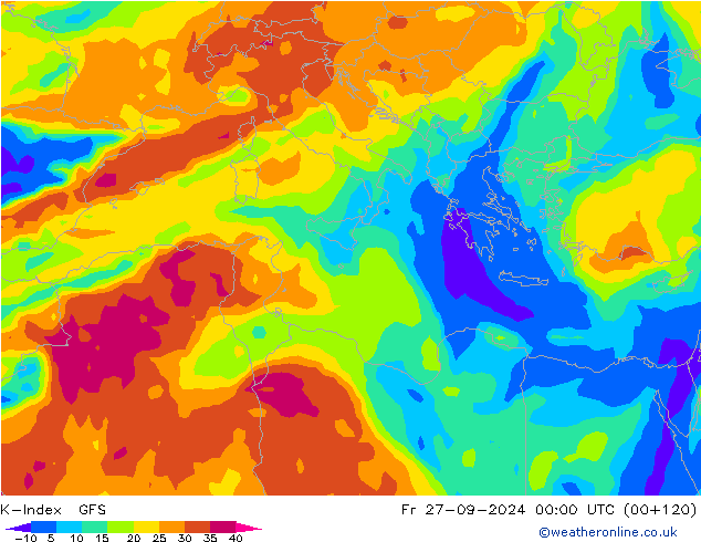 K-Index GFS Fr 27.09.2024 00 UTC