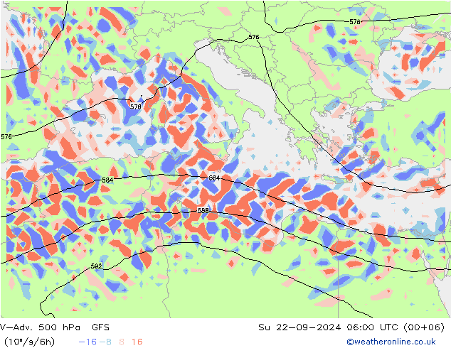 V-Adv. 500 гПа GFS Вс 22.09.2024 06 UTC