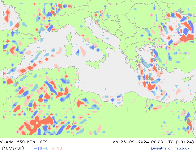 V-Adv. 850 hPa GFS Mo 23.09.2024 00 UTC