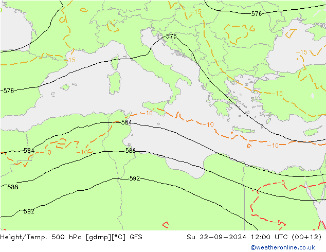 Height/Temp. 500 hPa GFS Su 22.09.2024 12 UTC