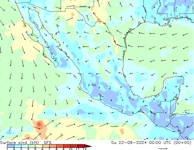 Bodenwind (bft) GFS So 22.09.2024 00 UTC