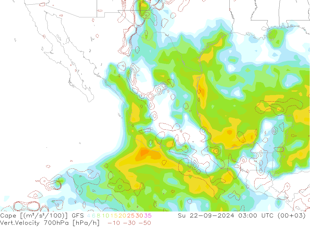 Cape GFS dom 22.09.2024 03 UTC