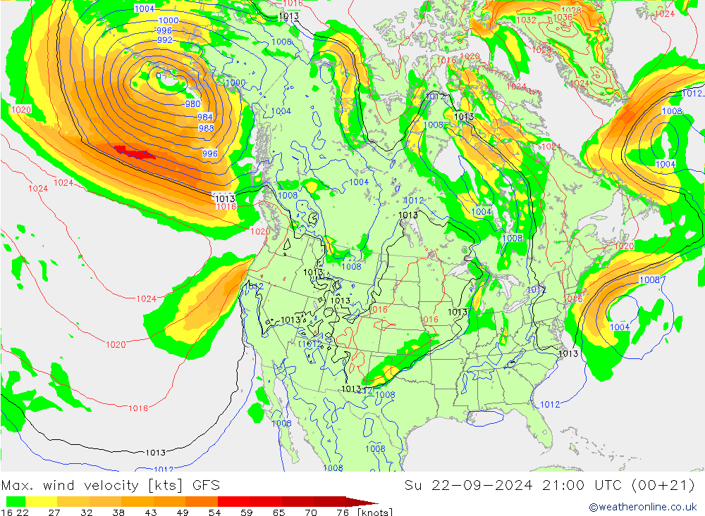 Max. wind velocity GFS Su 22.09.2024 21 UTC