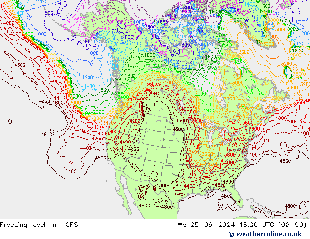 Freezing level GFS St 25.09.2024 18 UTC