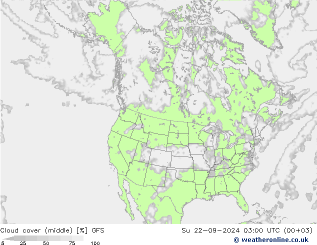 oblačnosti uprostřed GFS Ne 22.09.2024 03 UTC