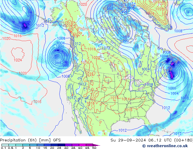 Z500/Rain (+SLP)/Z850 GFS Вс 29.09.2024 12 UTC