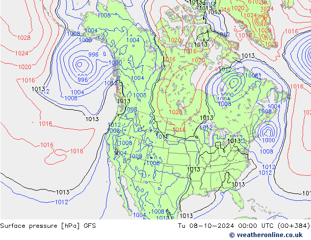 Pressione al suolo GFS mar 08.10.2024 00 UTC