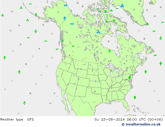 降水类型 GFS 星期日 22.09.2024 06 UTC