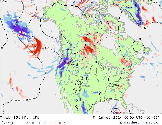 T-Adv. 850 hPa GFS Per 26.09.2024 00 UTC