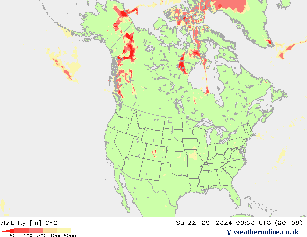 Visibility GFS Su 22.09.2024 09 UTC