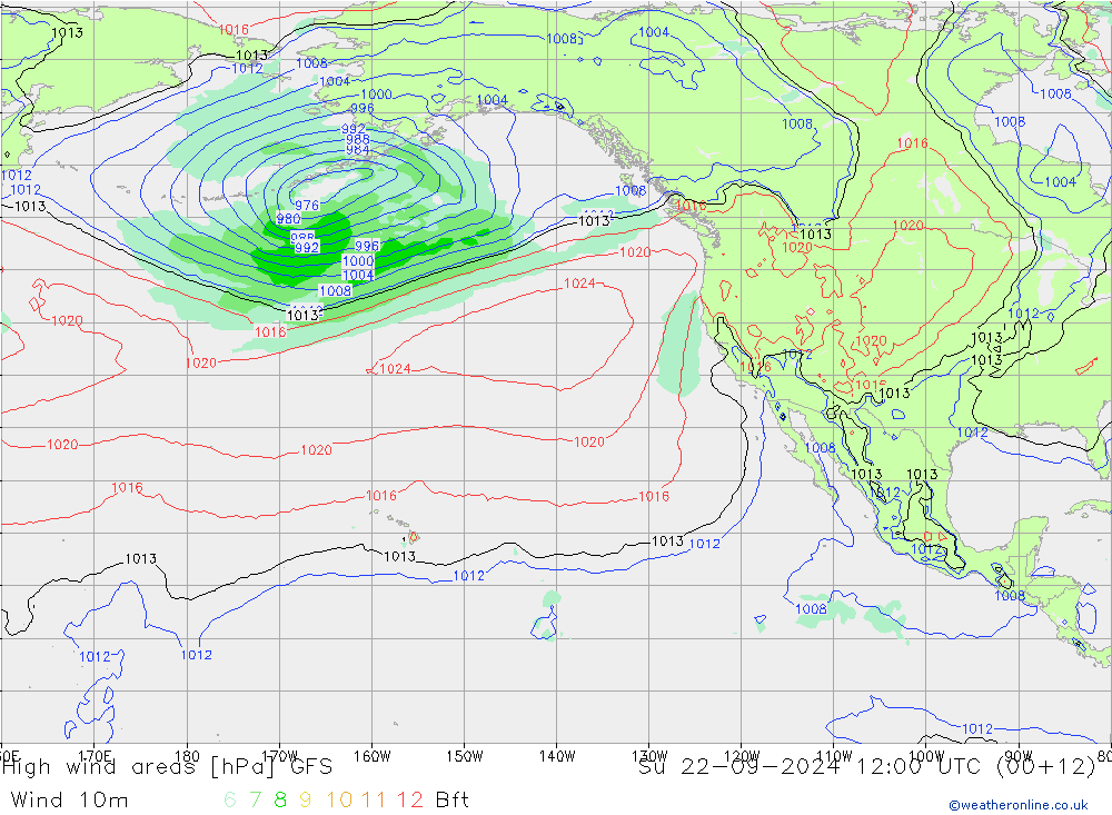 Windvelden GFS zo 22.09.2024 12 UTC