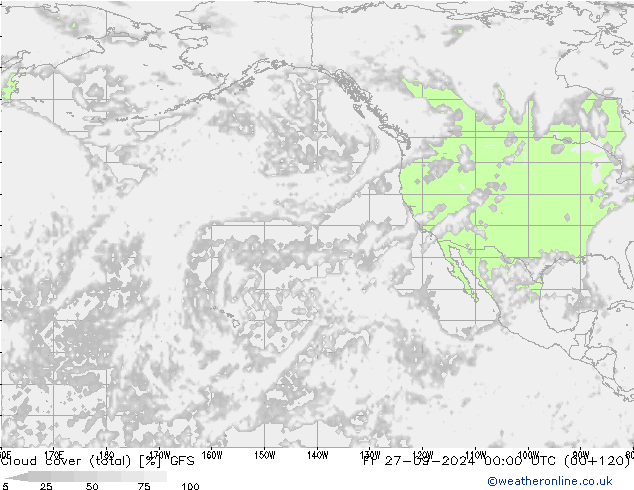 Nubi (totali) GFS ven 27.09.2024 00 UTC