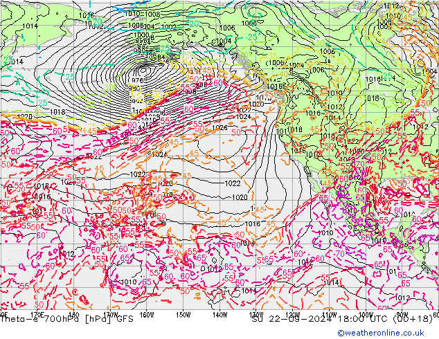 Theta-e 700hPa GFS dom 22.09.2024 18 UTC