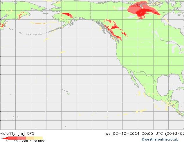 Dohlednost GFS St 02.10.2024 00 UTC