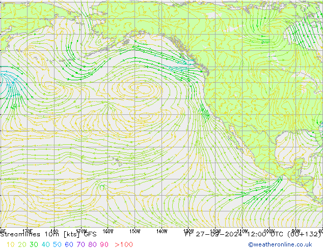 Stroomlijn 10m GFS vr 27.09.2024 12 UTC