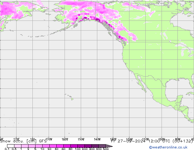 Totale sneeuw GFS vr 27.09.2024 12 UTC