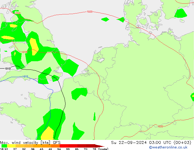 Max. wind velocity GFS dom 22.09.2024 03 UTC