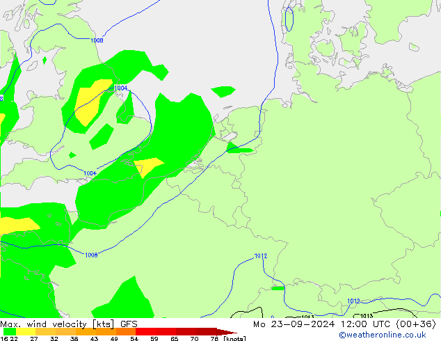 Max. wind velocity GFS Mo 23.09.2024 12 UTC