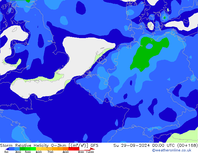 Storm Relative Helicity GFS Вс 29.09.2024 00 UTC