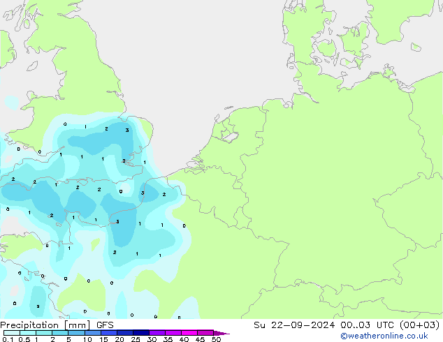 降水 GFS 星期日 22.09.2024 03 UTC