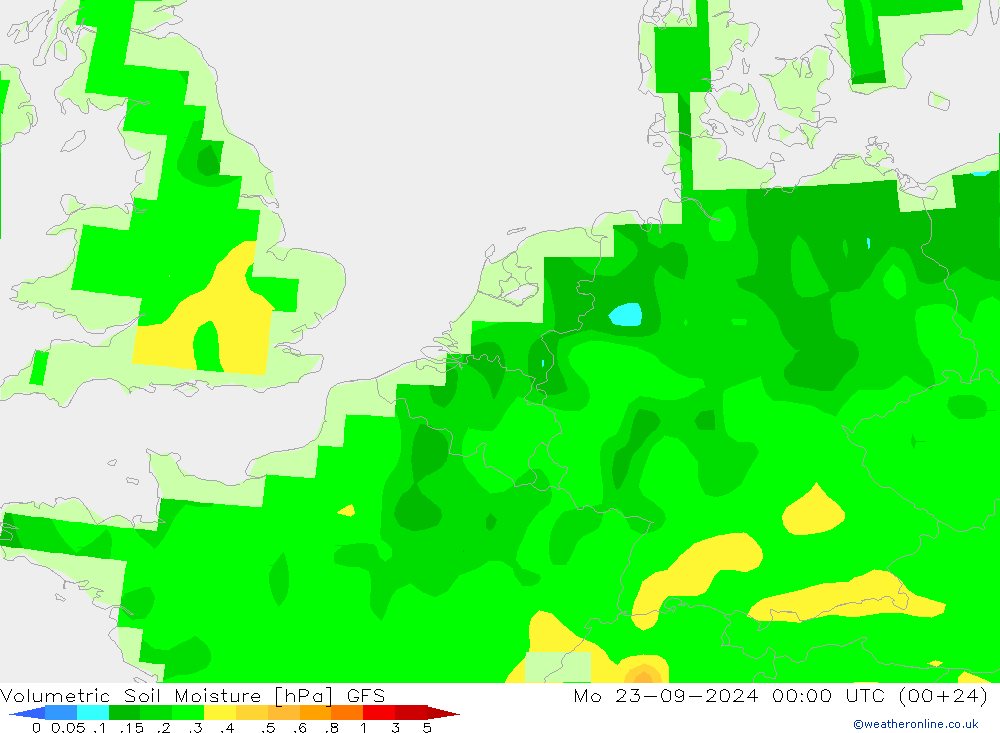 Volumetric Soil Moisture GFS Po 23.09.2024 00 UTC