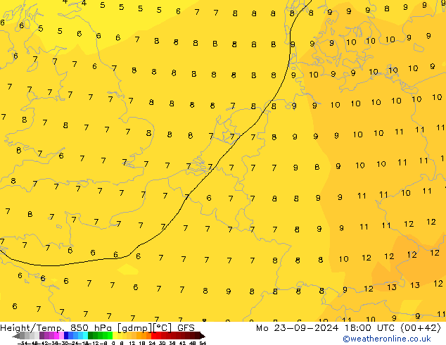 Z500/Rain (+SLP)/Z850 GFS Po 23.09.2024 18 UTC