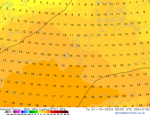 Height/Temp. 850 hPa GFS Ter 01.10.2024 00 UTC