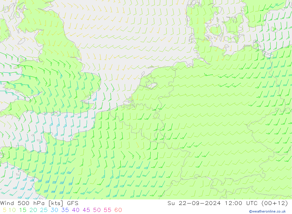 Wind 500 hPa GFS So 22.09.2024 12 UTC