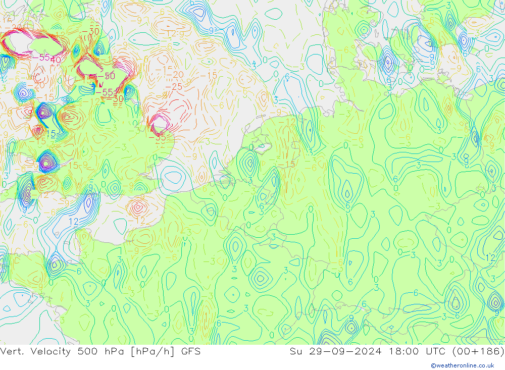 Vert. Velocity 500 hPa GFS Su 29.09.2024 18 UTC