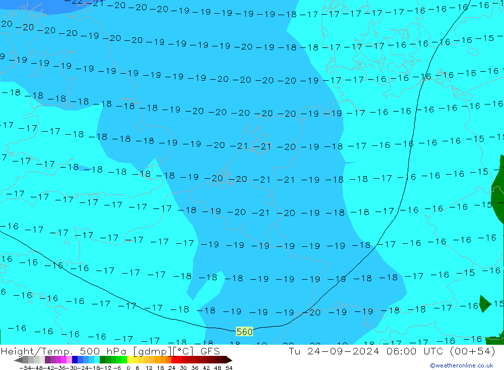 Z500/Regen(+SLP)/Z850 GFS di 24.09.2024 06 UTC